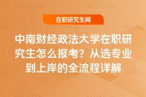 中南財經政法大學在職研究生怎么報考？從選專業到上岸的全流程詳解