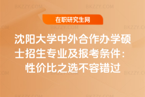 沈陽大學中外合作辦學碩士招生專業及報考條件(2026匯總):性價比之選不容錯過